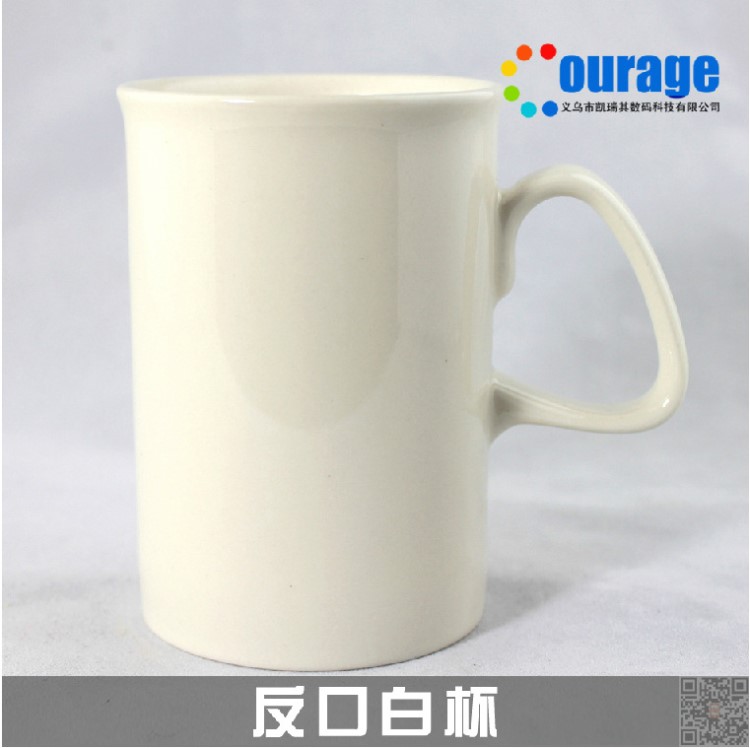 DIY個性禮品批發(fā)熱轉(zhuǎn)印涂層杯小白杯炻瓷 反口白杯骨瓷批發(fā)