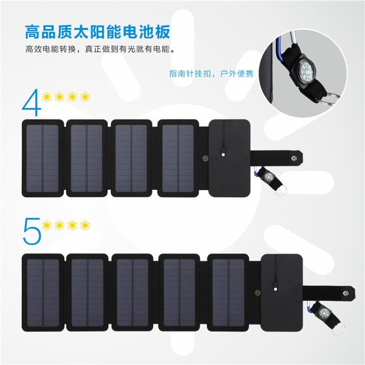 跨境亞馬遜戶外太陽能充電器7.5W折疊包 太陽能充電寶手機充電器