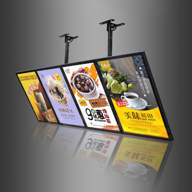 超薄LED磁吸電視燈箱奶茶店價目表吊掛點餐廣告牌加工制作