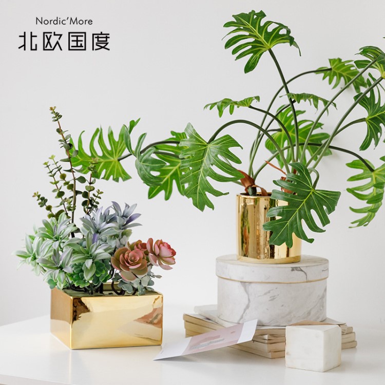 仿真把束龜背葉春羽葉仙雨葉子假植物插花綠植裝飾室內綠葉