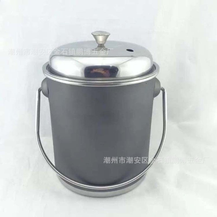不銹鋼彩色帶蓋茶渣桶 噴色茶水桶家用茶水排桶茶工夫茶具垃圾桶