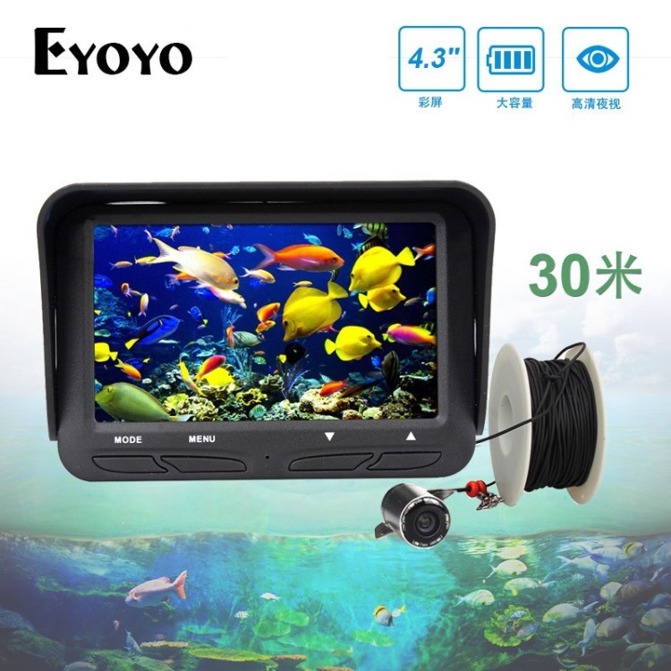 EYOYO 4.3寸30米高清可視海釣探魚器紅外夜視水下攝像機(jī)釣魚器