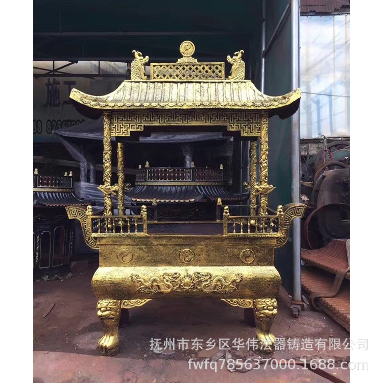 廠家定制八龍柱寺廟銅大型香爐 長(zhǎng)方形平口銅大香爐佛