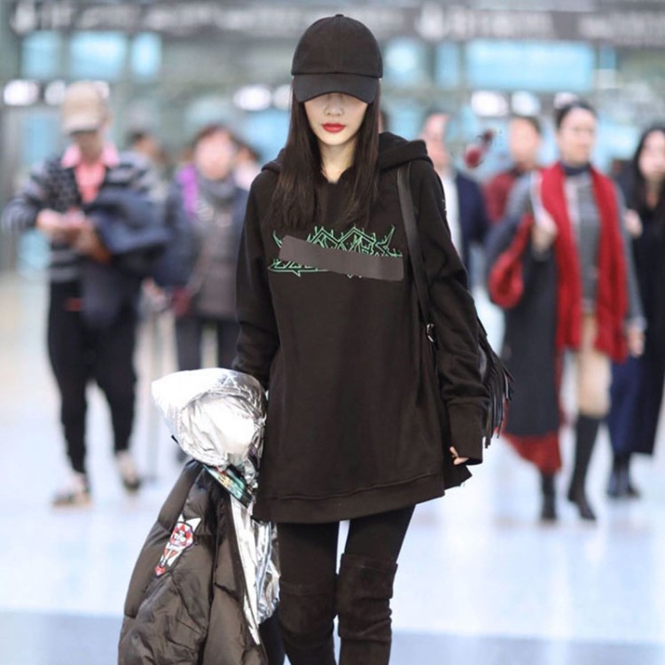 2019春新款楊冪baby明星同款pp home連帽衛(wèi)衣女時尚韓版女裝上衣