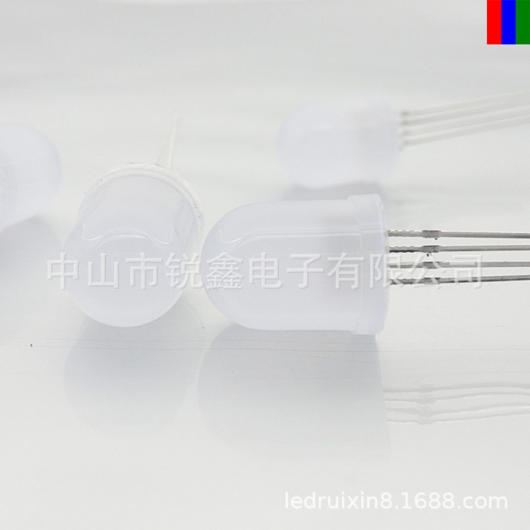 10mm雾状全彩共阳led灯珠 F10圆头四脚RGB全彩 直插