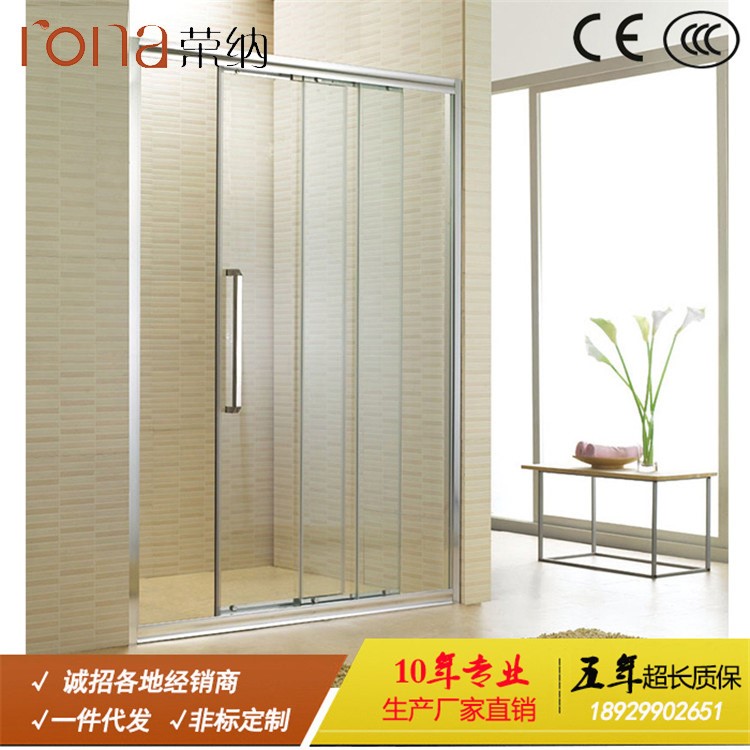 三聯(lián)動(dòng)淋浴房隔斷門衛(wèi)生間鋼化玻璃移門定做一固兩移屏風(fēng)干濕分離