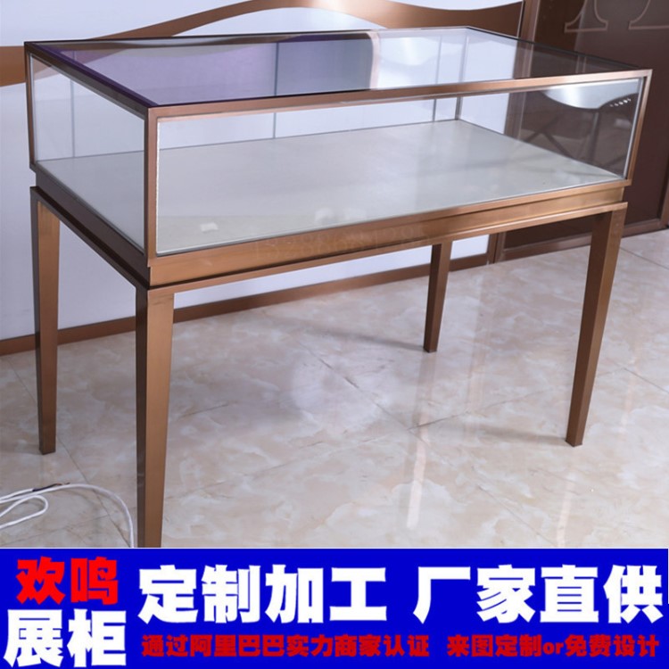 珠寶店裝修全玻璃展示柜不銹鋼電鍍組裝珠寶展示柜玻璃展示柜定制