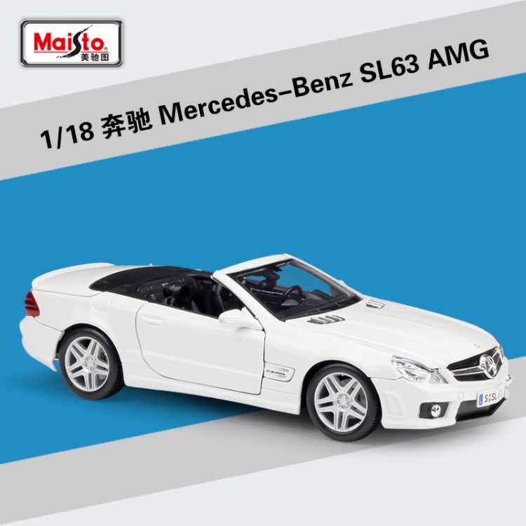 美馳圖1:18奔馳SL63 AMG跑車(chē)敞篷車(chē)仿真合金車(chē)模型