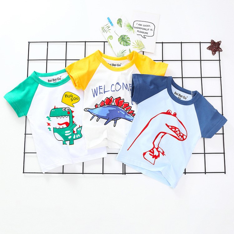 2019恐龍童裝 夏季男女童短袖t恤棉kids clothes 童裝一件代發(fā)