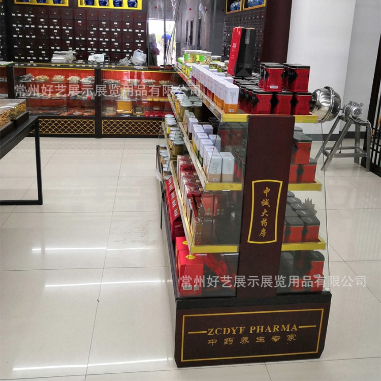 廠家供應(yīng)南京地區(qū)上海大藥店裝修藥店展柜藥店中島柜臺藥材散稱柜