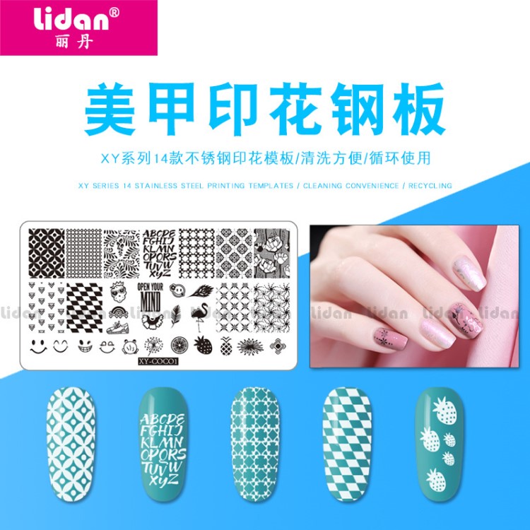 Lidan/麗丹 美甲印花鋼板 指甲DIY彩繪印花模板工具長方形鋼板