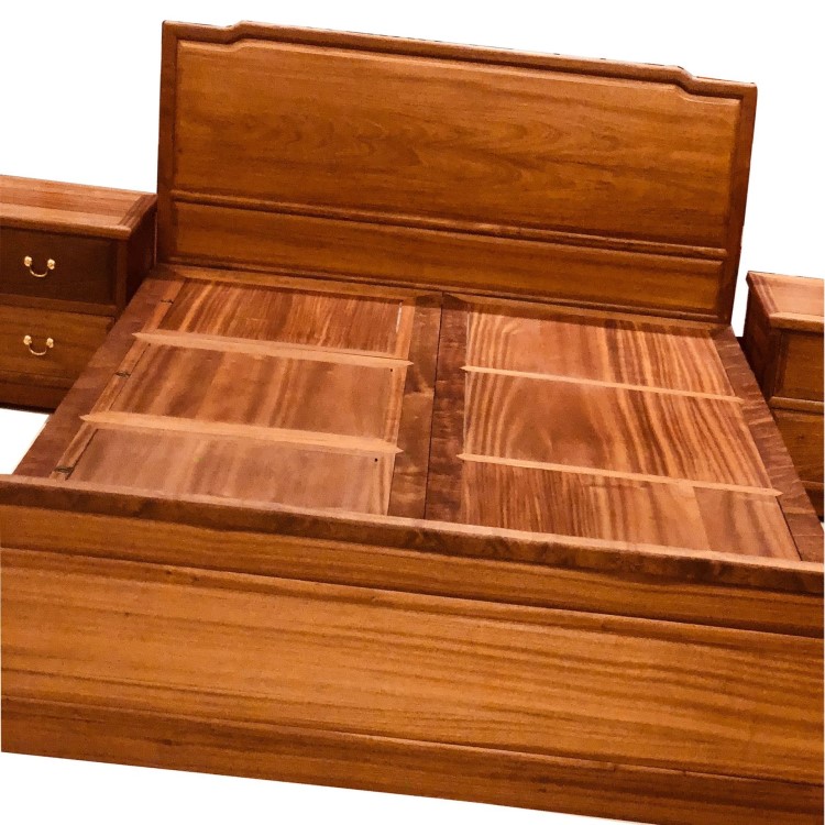 源頭廠家1.5米實木雙人床 臥室新中式簡約原木1.8米雙人床定制