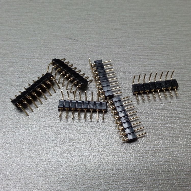 2.0间距圆针8P弯脚排针  2.0mm8PIN弯脚90度圆孔排母母座插座