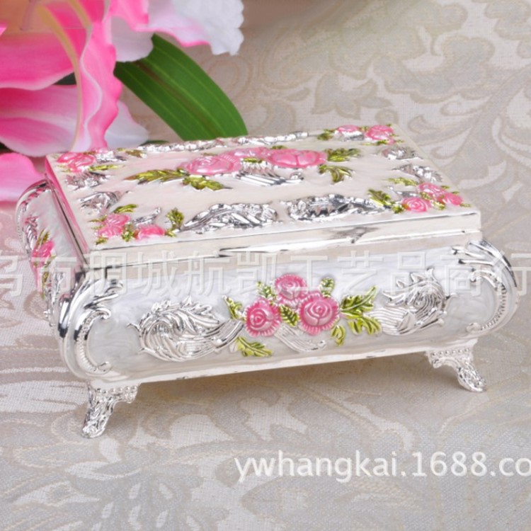 女士禮品 時尚創意彩膠飾品盒 歐式經典玫瑰花首飾盒 珠寶收納盒