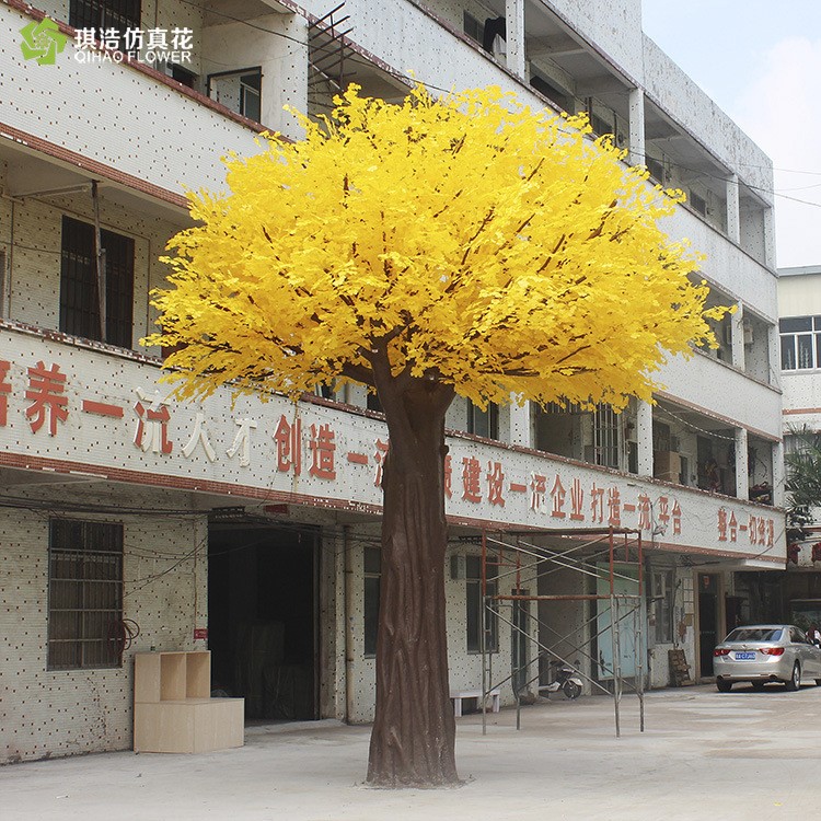 仿真園林景觀樹銀杏樹室內(nèi)外裝飾造型大樹玻璃鋼假樹酒店商場裝飾