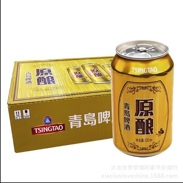 黃石青島啤酒原釀金罐整箱裝330ml*24聽(tīng)裝罐裝啤酒 夜場(chǎng)商超批發(fā)