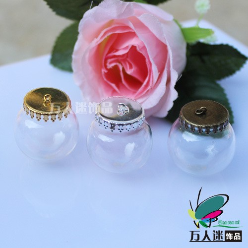 批發(fā) 手工diy飾品配件 許愿瓶 35/30/25/20MM玻璃罩+皇冠邊底托