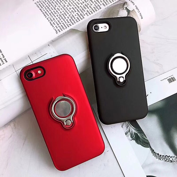 車載磁吸戰(zhàn)狼蘋果三星隱形指環(huán)扣適用iphoneX手感油PC噴漆手機殼