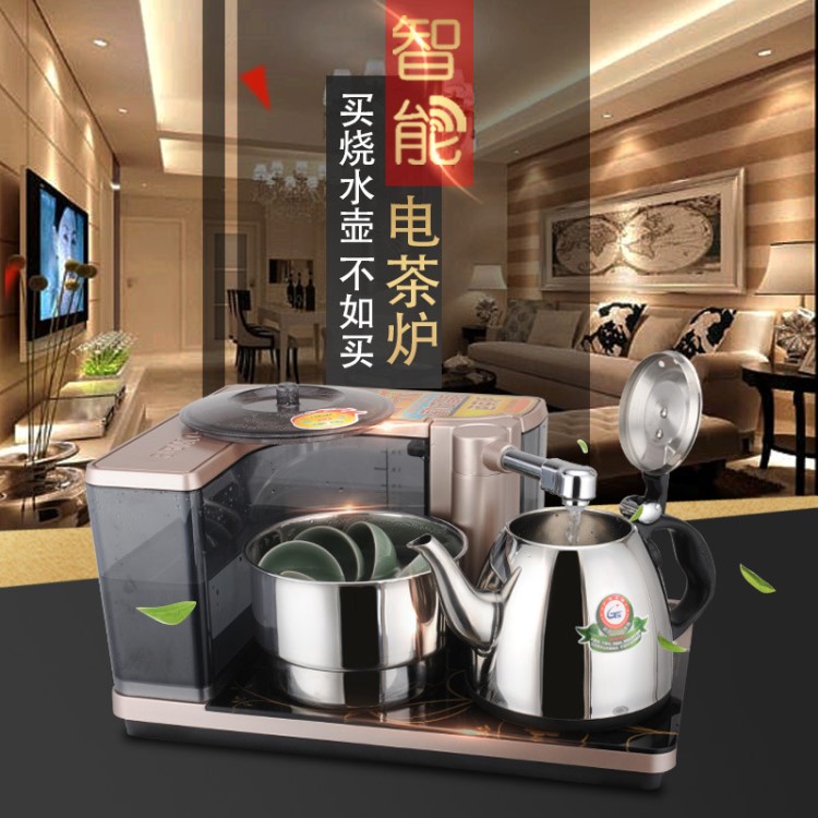 Seko/新功 F13半自動(dòng)上水電熱水壺 家用茶具套裝不銹鋼雙爐電茶壺