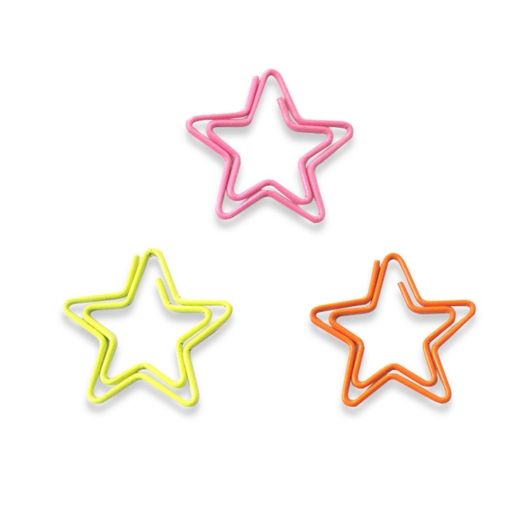 金属造型五角星创意回形针定制彩色塑料星星曲别针异形回纹针夹