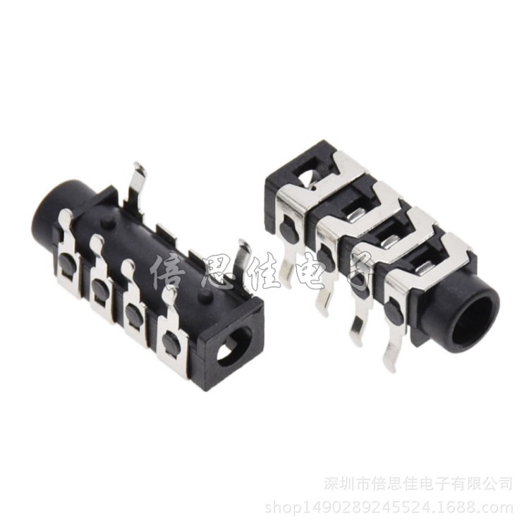 3.5MM耳機(jī)插座 PJ-313E 6腳4節(jié) 黑色 音頻插座 3.5耳機(jī)接口 PJ313