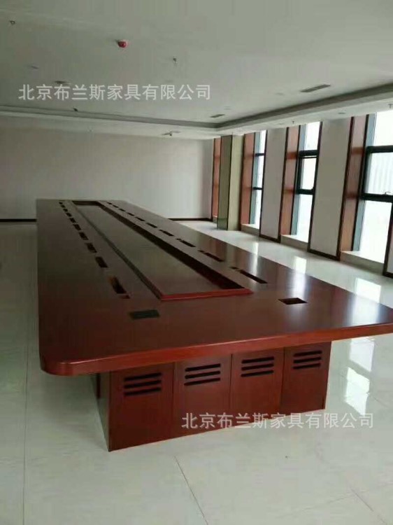 會議桌油漆貼木皮會議桌升降桌智能電腦桌大型多媒體功能會議桌
