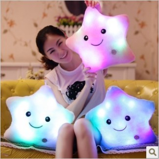 毛絨玩具 七彩發光抱枕  幸運星  可印LOGO 加二維碼 情人節禮物