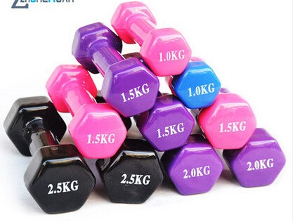 彩色小啞鈴家用健身器材浸塑啞鈴兒童啞鈴塑臂跳操團(tuán)操課女士啞鈴