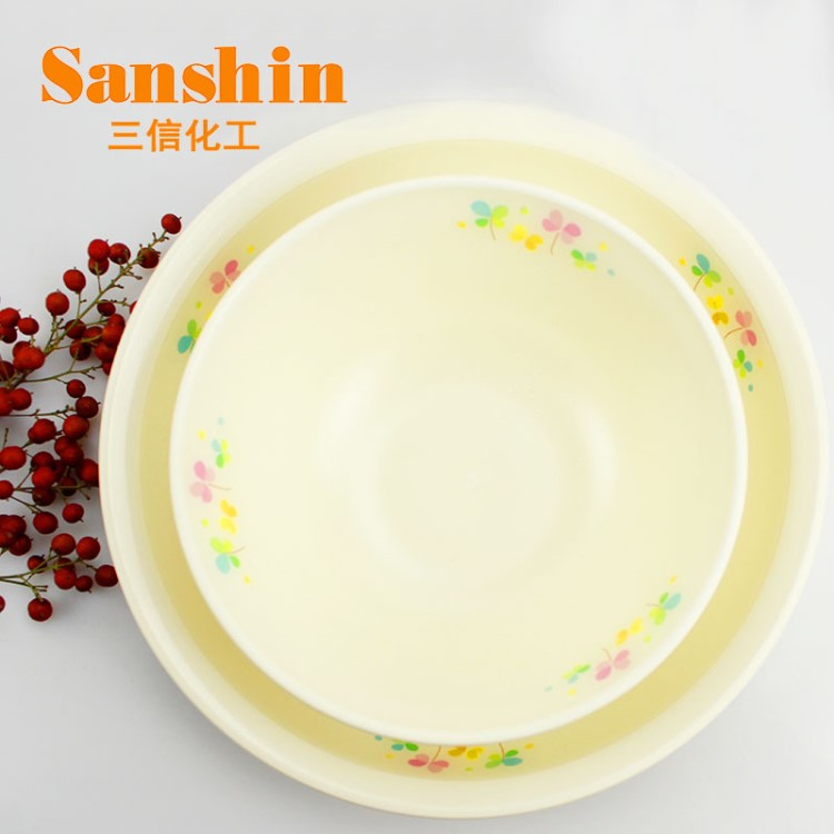 日本Sanshin日式創意花卉吃飯碗碟分隔盤PEN兒童餐具套裝商用