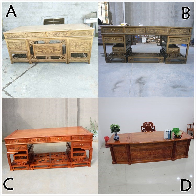 1.8M2米實木辦公桌雕花電腦桌書桌老板桌大班臺寫字臺仿古家具