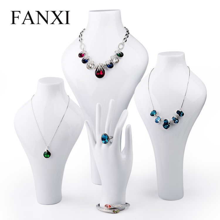 FANXI/凡西樹脂烤漆項鏈模特脖子架頸模人像珠寶展示道具亮光白