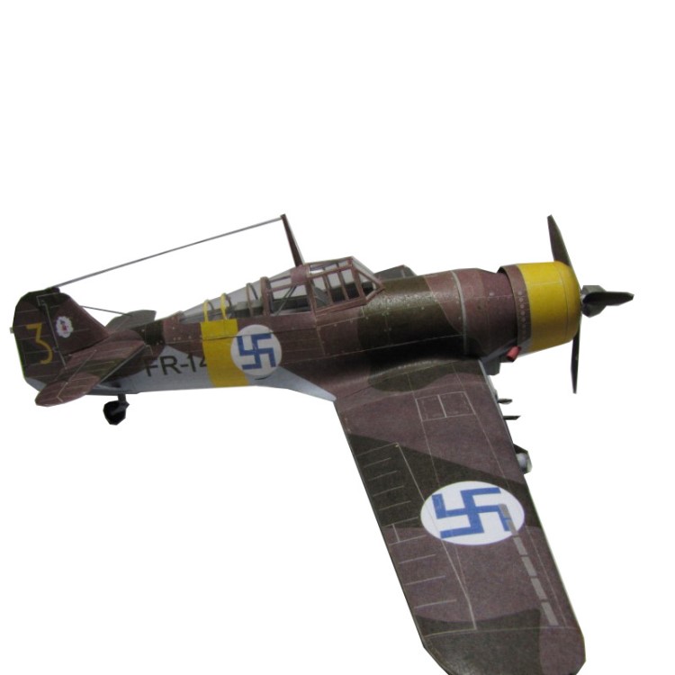 德国Fokker D.XXI战斗机 纸模型 1:33 飞机模型 手工DIY