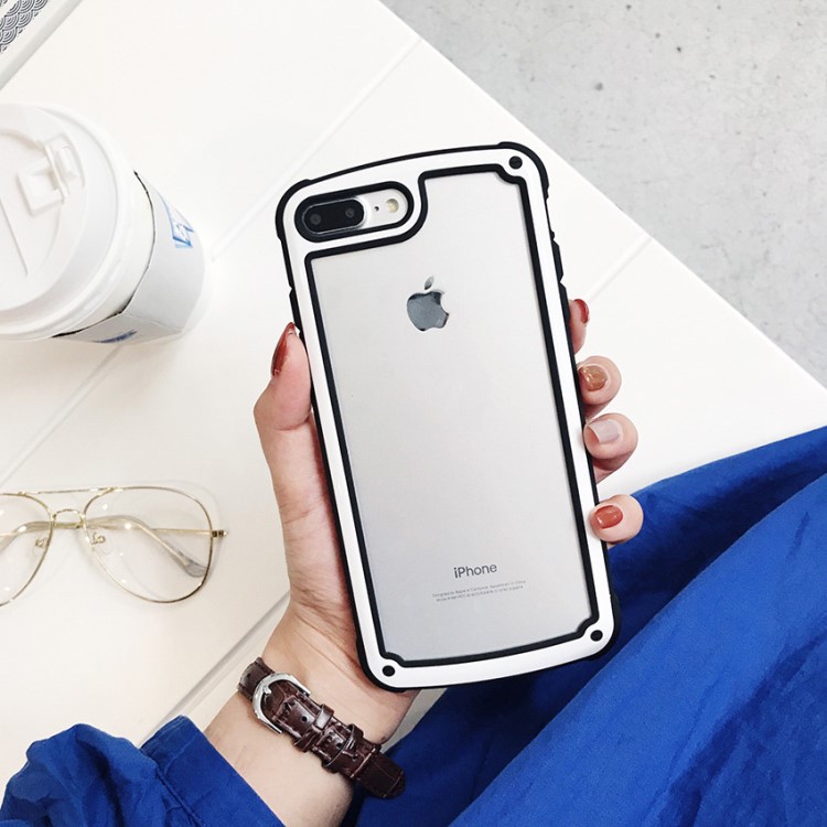 果凍邊框手機殼 iPhoneX創意tpu+pc亞克力 華為P30pro保護套適用