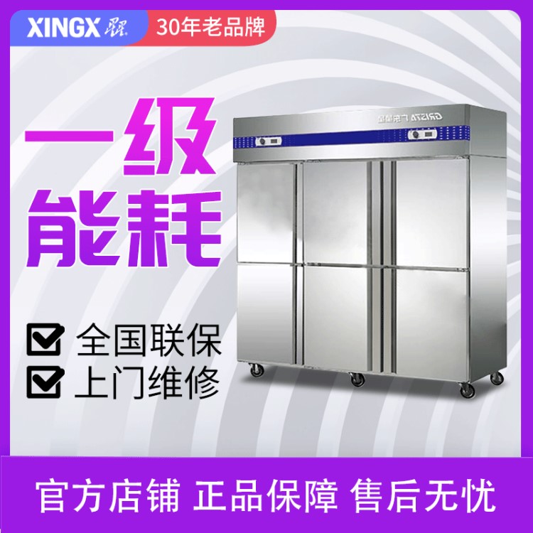 格林斯達6門冰箱商用星星冰柜冷藏立式六門冰箱Q1.6E6-GX冷藏柜