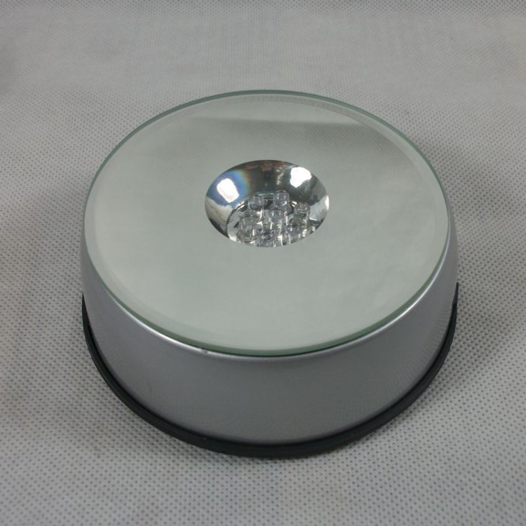 批發(fā)7LED發(fā)光旋轉音樂底座 10CM水晶工藝品擺件燈座 配電源適配器