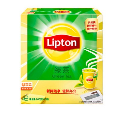 立頓綠茶200g辦公袋泡茶綠茶茶葉100包lipton立頓茶包綠茶