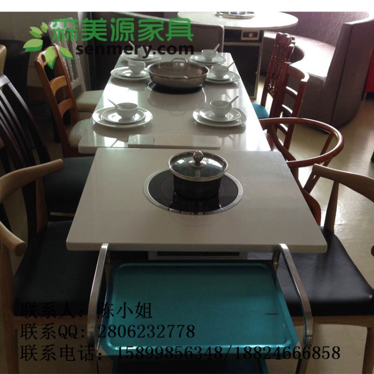 SMY 家具生产石英石火锅桌  火锅店桌子定做  Pot table