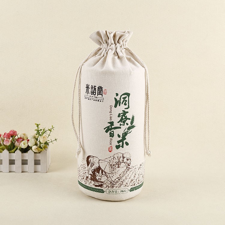 廠家現(xiàn)貨直銷環(huán)保禮品帆布束口袋 有機(jī)大米包裝抽繩棉布袋