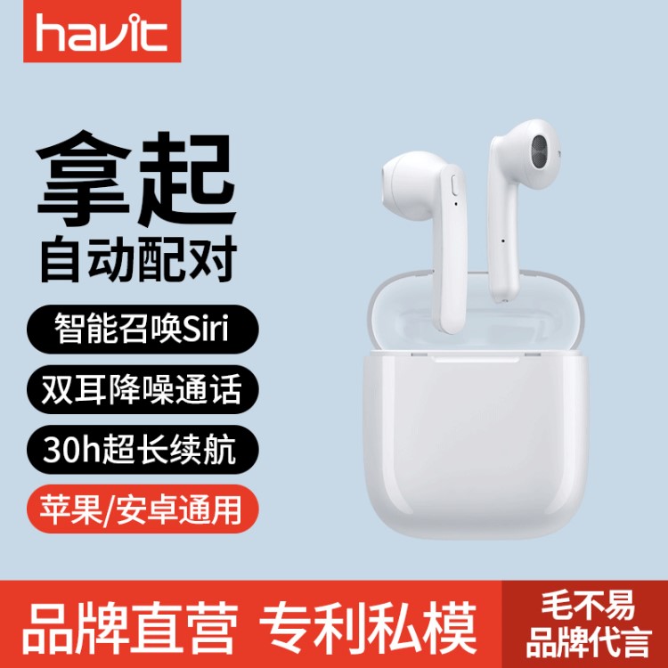 havit/海威特 適用真無線蘋果藍牙耳機運動迷你充電倉雙耳掛耳式