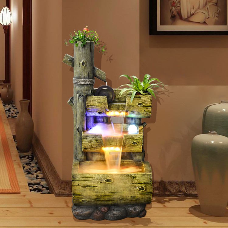 假山流水喷泉木桩家居客厅鱼缸玄关办公室装饰风水轮招财室内摆件