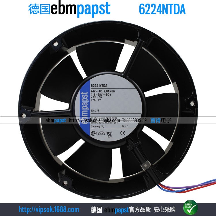 德國ebmpapst 17251全圓 24V 2.0A 6224NTDA 軸流散熱風(fēng)機(jī) 防水