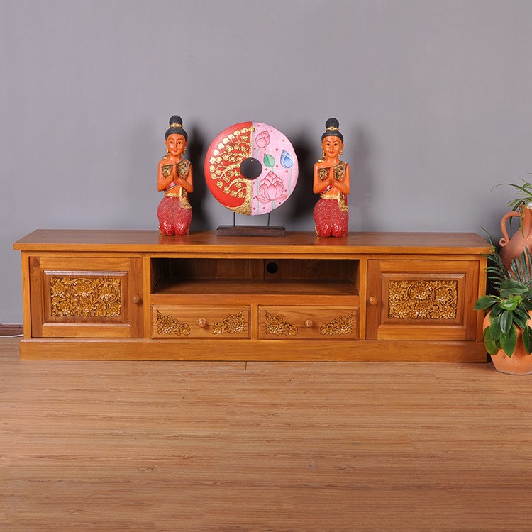 （需定做）泰國(guó)實(shí)木工藝品 東南亞家居雕花家具 雕花電視柜102392
