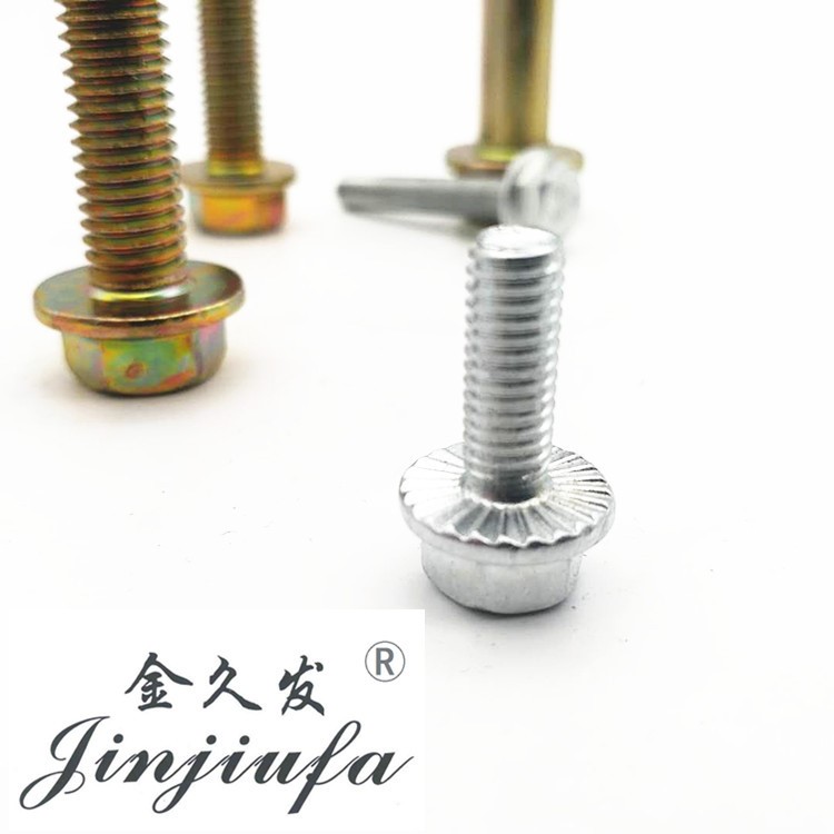 10.9級(jí)自帶墊螺栓 彩鋅8.8級(jí)高強(qiáng) 法蘭面防滑齒 8*16螺栓現(xiàn)貨供應(yīng)