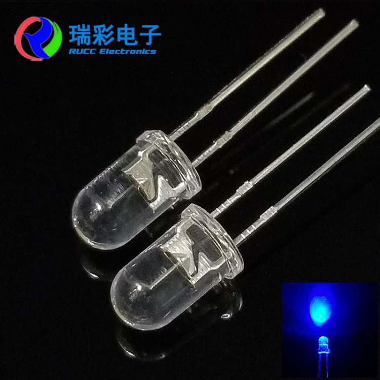 3mm圓頭藍(lán)光led燈珠 不分正負(fù)極f3圓頭短腳藍(lán)色led發(fā)光二極管
