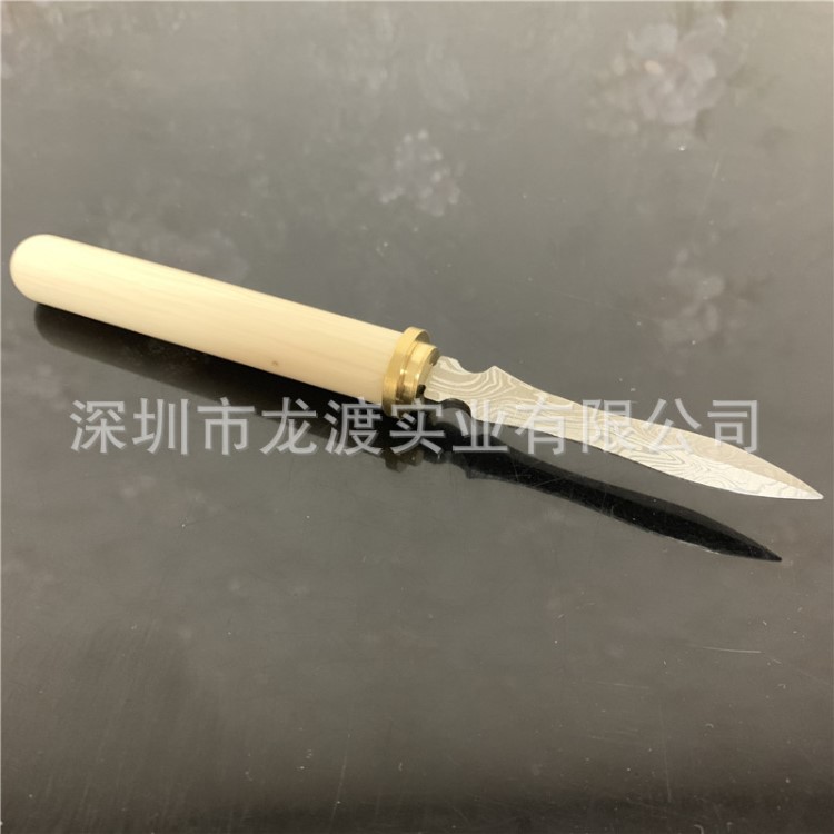 仿象牙刀柄大馬士革茶刀文玩收藏骨雕牙雕工藝品禮品茶具工具