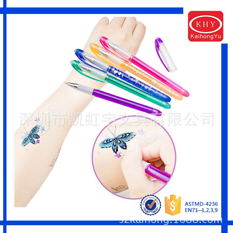 生產紋身中性筆DIY皮膚手繪筆金粉閃光記號筆Tattoo Pen
