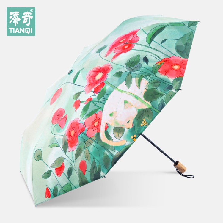 雨傘創(chuàng)意黑膠傘防紫外線庶陽傘韓國小清新三折疊晴雨傘防曬小黑傘