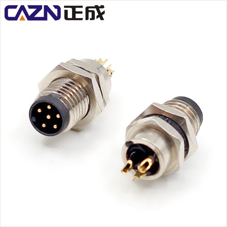M8板后孔式針式插座連接器傳感器/執(zhí)行器插頭 M8*固定螺紋安裝