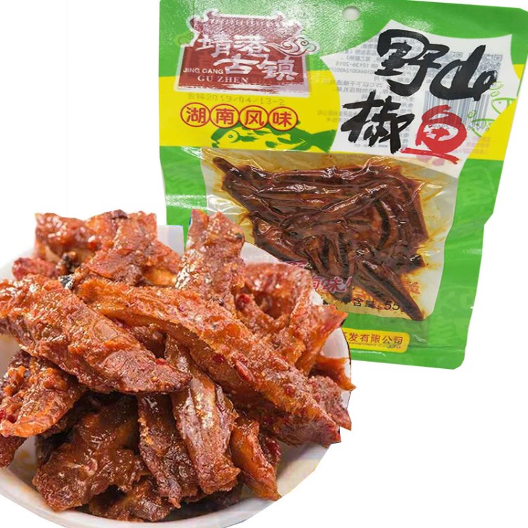 批發(fā)靖港古鎮(zhèn)55g毛毛魚麻辣零食 湖南特產(chǎn)食品一件代發(fā)混批包郵