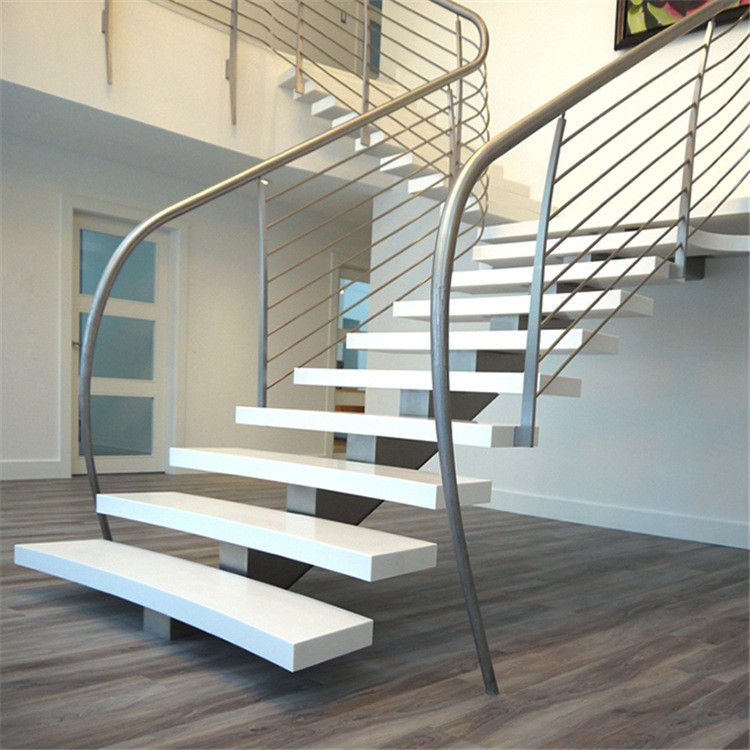 全新原裝 田園小清新白色橡木踏步樓梯直梯定制